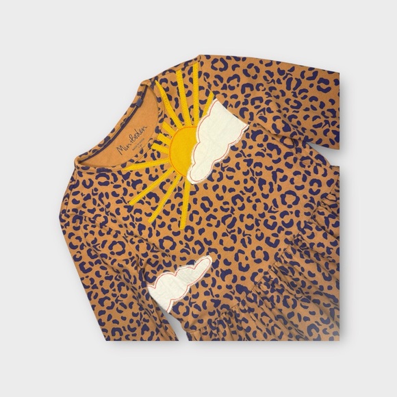 Mini Boden Rainbow Cheetah Applique Animal Print Long Sleeve Dress - Picture 2 of 5